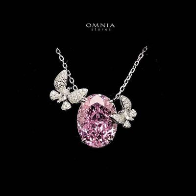 Omnia Maysun Pink Necklace in 925 Silver with High Quality Simulated Diamonds
