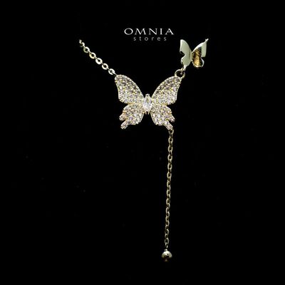 Omnia Hala Butterfly Necklace with High Quality Iced Cut Stone in 92.5 Silver