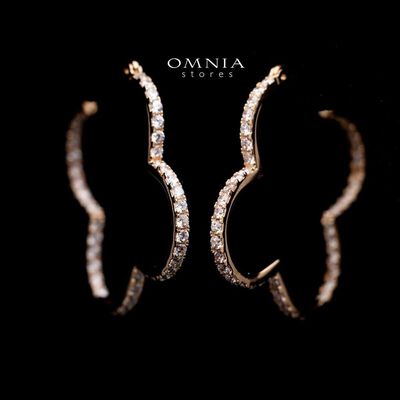 Omnia Abir Rose Gold Hoop Earrings in 92.5 Silver With High Quality Moissanite Stone