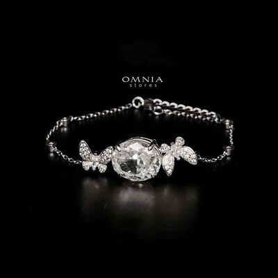 Omnia Maysun Pure White Bracelet in 92.5 Silver with High Quality Simulated Diamonds