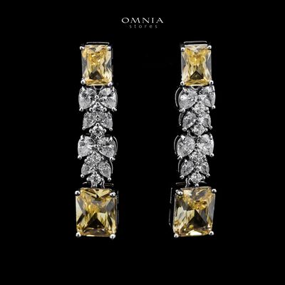 Omnia Amelia Yellow Bridal Full Set with Radiant and Pear-Cut High-Quality Simulated Diamonds in High-Quality Rhodium Plating