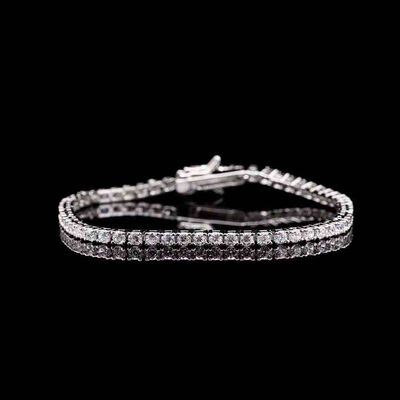 Omnia Inara Double Row Radiant-Cut Tennis Bracelet 2.5mm in 92.5 Silver with Simulated Diamonds
