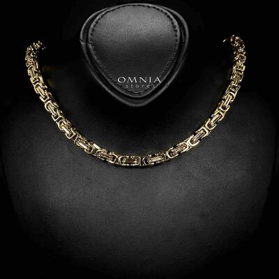 Omnia Badiyah Copper Plated Gold Color Necklace & Bracelet Set in High-Quality 6mm Stainless Steel
