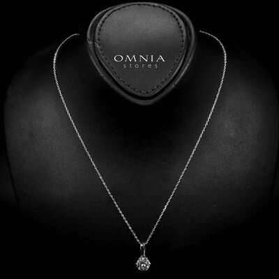 Omnia Labeeba Pendant Necklace 925 Silver in GRA Certified High Quality White Moissanite Stones