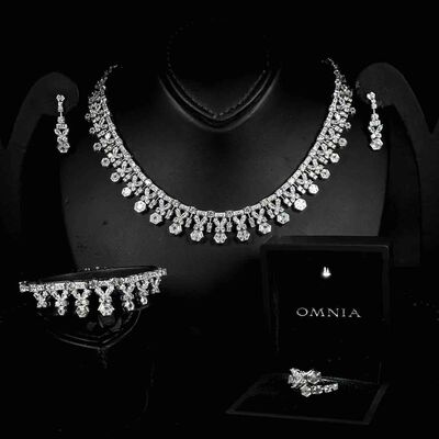 Omnia Nudhar White Bridal Full Set in 925 Silver High Quality Simulated Diamonds