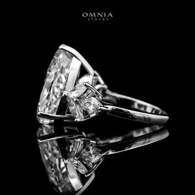 Omnia Rawiah Silver Ring in 925 Silver with High Quality White Simulated Diamonds Stones