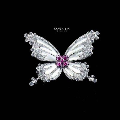 Omnia Lateefa Butterfly brooch in 92.5 Silver High Quality Simulated diamonds