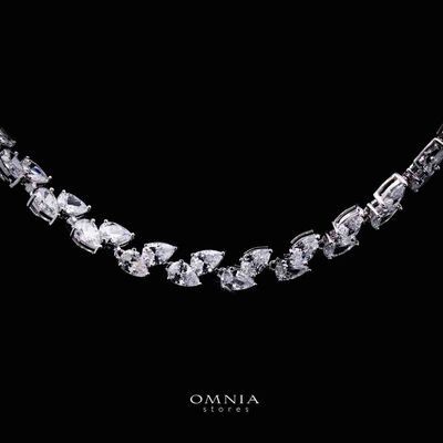 Omnia Naeema White Tennis Necklace, Earrings and Bracelet Set in 925 Silver with High Quality Simulated Diamonds 4x6mm