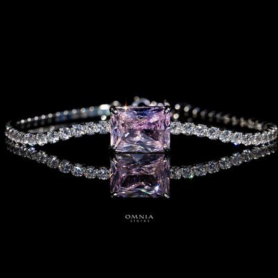 Omnia Gabrielle Pink Bracelet In 92.5 Silver High Quality Simulated Diamonds