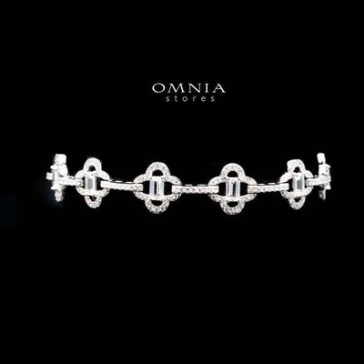 Omnia Amna White Bracelet in 92.5 Silver High Quality Simulated diamonds