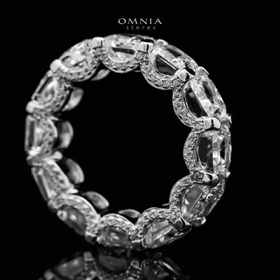 Omnia Agata White .50 Carat Ring in 92.5 Silver High Quality Simulated diamonds