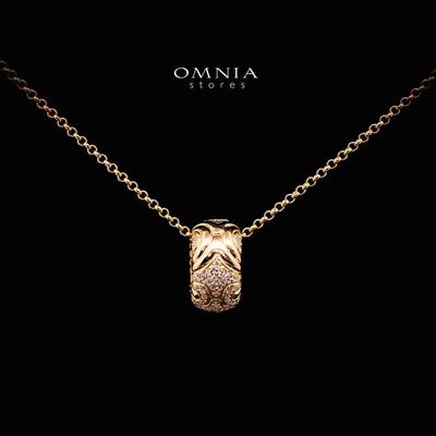 Omnia Hajar Golden Pendant Necklace in 925 Silver In High Quality Simulated Diamonds