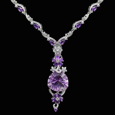 Omnia Hafsa Necklace in 92.5 Silver High Quality Amethyst stone