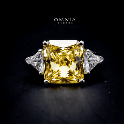 Omnia Adelina Yellow Ring 1.25 Carat Ring 92.5 Silver in High Quality Simulated Diamonds