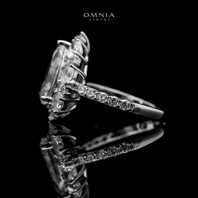 Omnia Taleeda Silver Ring in 925 Silver with High Quality White Simulated Diamonds Stones