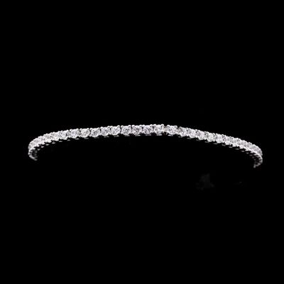 Omnia Inara Double Row Radiant-Cut Tennis Bracelet 2.5mm in 92.5 Silver with Simulated Diamonds