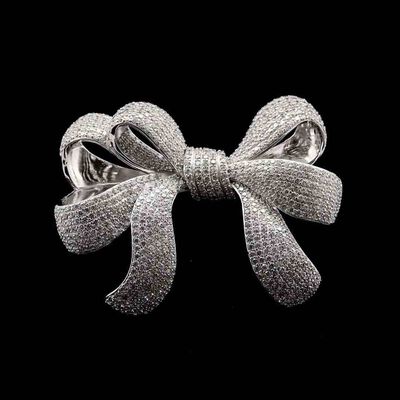 Omnia Celeste Bow Brooch with High-Quality Simulated Diamonds