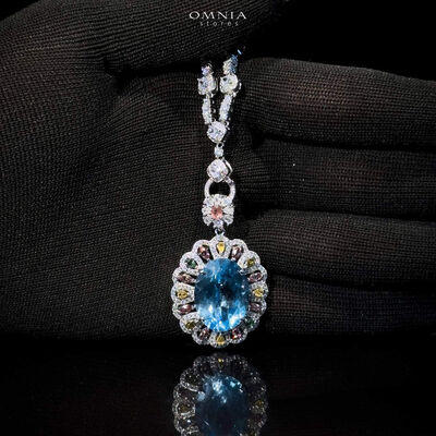 Omnia Laila Necklace in 92.5 Silver High Quality Topaz Stone