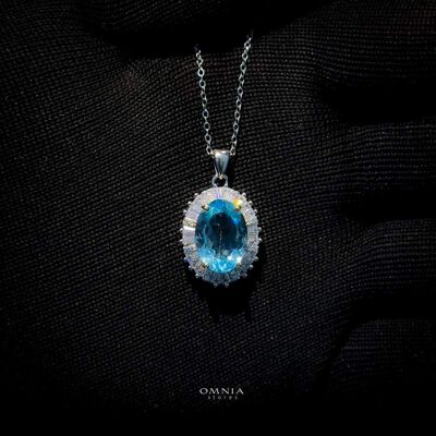 Omnia Shanza Necklace In 92.5 Silver High Quality Topaz Stone