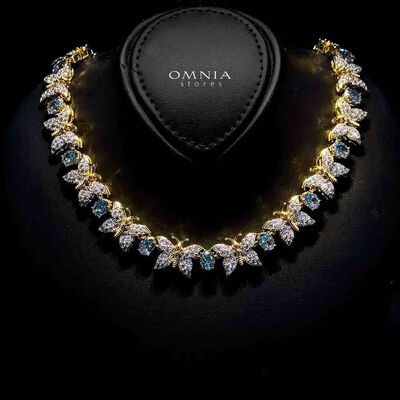 Omnia Ghusoon Butterfly Golden Necklace In 925 Silver Certified High Quality Lab Grown Stones