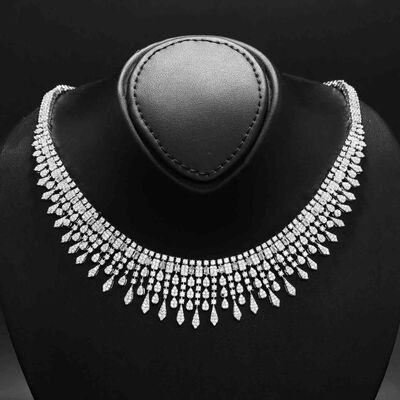 Omnia Ahlina White Bridal Full Set in High Quality Zircon Stone Rhodium Plated