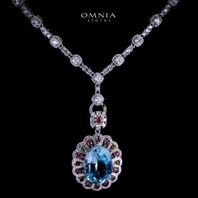 Omnia Laila Necklace in 92.5 Silver High Quality Topaz Stone