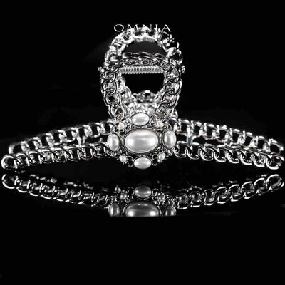 Omnia Nashwa Pearl Silver Hair Clip in High Quality Rhodium Plated