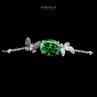 Omnia Maysun Bracelet In 925 Silver High Quality Green Simulated Diamonds