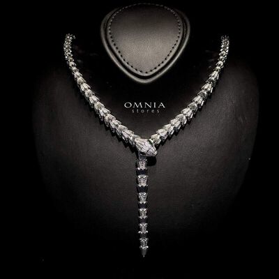 Omnia Serinda White Luxury Bridal Full Set in High Quality Rhodium Plated Zircon Stones