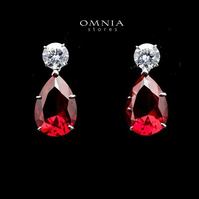 Omnia Byna&nbsp;Red Earring in 92.5 Silver Accessories In High Quality Simulated Diamonds