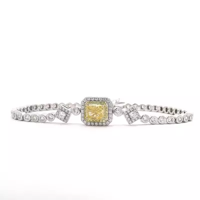 Omnia Almas Yellow Spark Tennis Bracelet in 92.5 Silver with High Quality Simulated Diamonds