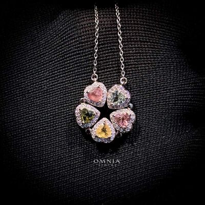 Omnia Kendall Necklace In 92.5 Silver High Quality Natural tourmaline