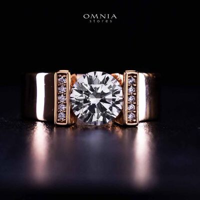 Omnia Aroob Rose Gold Silver Ring In 925 Silver High Quality Certified Lab Crafted Round Cut Stones 5Ct