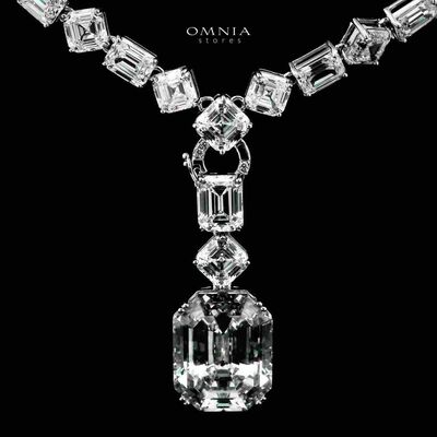 Omnia Zimal Silver Necklace With Certified High Quality Lab Grown Stones In 925 Silver