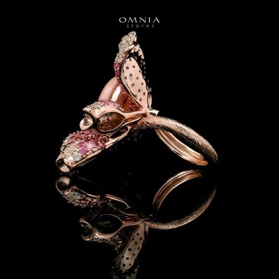 Omnia Amal Floral Ring in 92.5 Silver with High Quality Simulated Diamonds