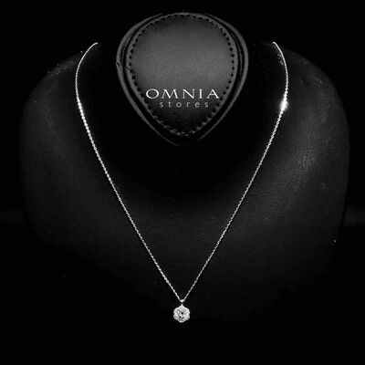 Omnia Atiqa White Pendant Necklace in 92.5 Silver with High-Quality Moissanite Stones