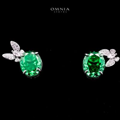 Omnia Maysun Earrings In 925 Silver High Quality Green Simulated Diamonds