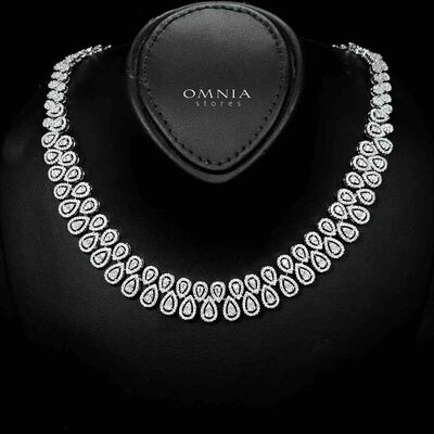 Omnia Kanzah Luxury Bridal White Full Set in High Quality Zircon Stone Rhodium Plated