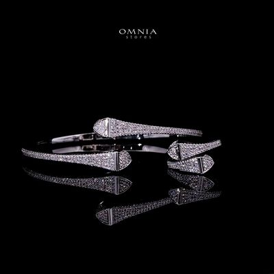 Omnia Daliya Luxury White Bracelet & RIng Set in High Quality Zircon Stone Rhodium Plated