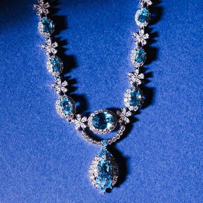 Omnia Naira Necklace In 92.5 Silver High Quality Topaz Stone