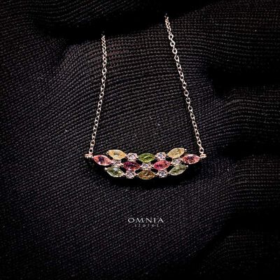 Omnia Gigi Necklace In 92.5 Silver High Quality Natural tourmaline