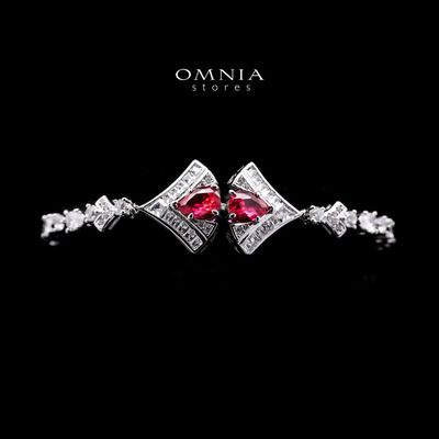 Omnia Elizabeth Maroon &amp; White Luxury Full Jewelry Set (Size 16cm only available in KSA)