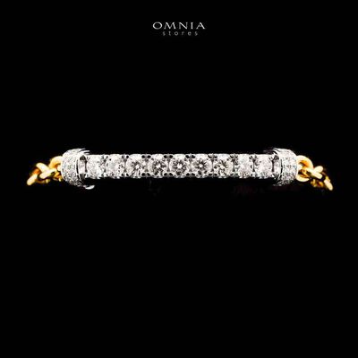 Omnia Wahaj  Golden White Bracelet 925 Silver in GRA Certifited High Quality White Moissanite Stones