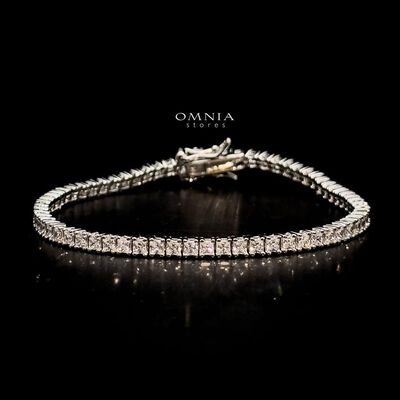 Omnia Muhsina 2mm Square Cut Tennis Bracelet in 92.5 Silver High Quality Simulated diamonds