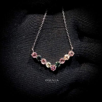 Omnia Roxy Necklace In 92.5 Silver High Quality Natural tourmaline