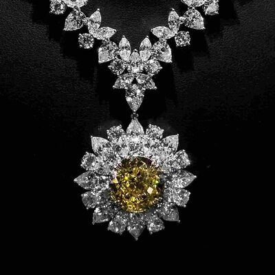 Marjan Sunflower Yellow Necklace In 925 Silver Certified High Quality Lab Grown Stones