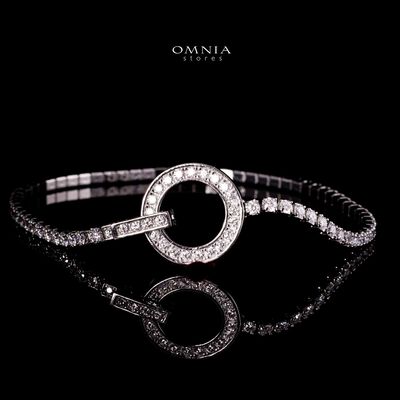 Omnia Emma White Round Bracelet with High-Quality Moissanite Stones in 925 Silver