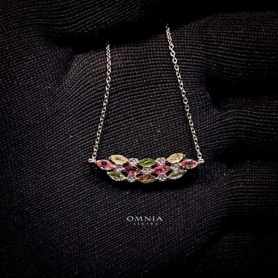 Omnia Gigi Necklace In 92.5 Silver High Quality Natural tourmaline