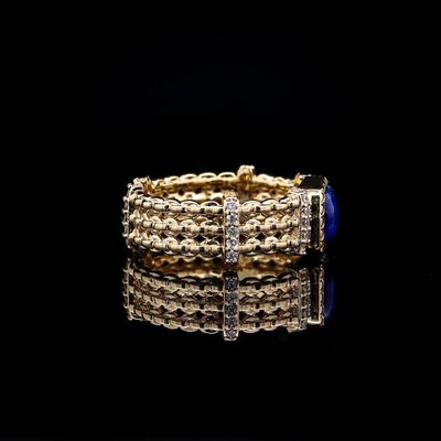 Omnia Fayroz Ring In High Quality Lapis lazuli Stone in Rhodium Plated