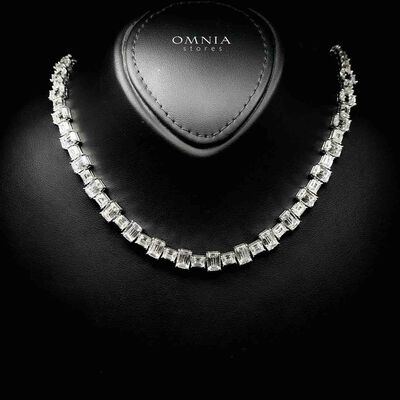 Omnia Nayra White Necklace With High Quality Lab Crafted Stones In 925 Silver
